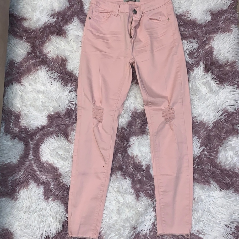 Pink High Rise Skinny Jeans